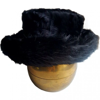 Pre-owned Dolce & Gabbana Black Mongolian Lamb Hat