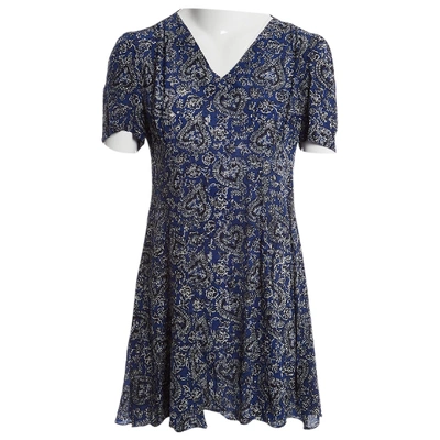 Pre-owned Tara Jarmon Silk Mini Dress In Blue