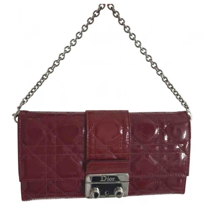 Pre-owned Dior Wallet On Chain Patent Leather Crossbody Bag In Red