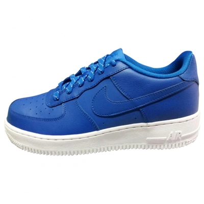 Pre-owned Nike Air Force 1 Blue Leather Trainers