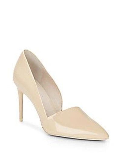 Kenneth Cole Pia Patent Leather Cutaway Pumps In Bone