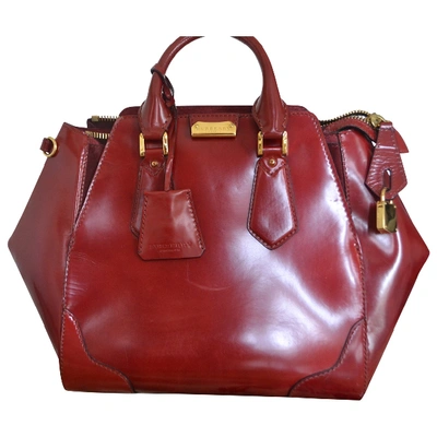 Pre-owned Burberry Patent Leather Handbag In Red