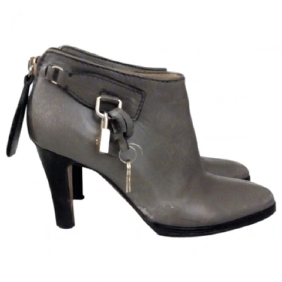 Pre-owned Dolce & Gabbana Leather Ankle Boots In Grey