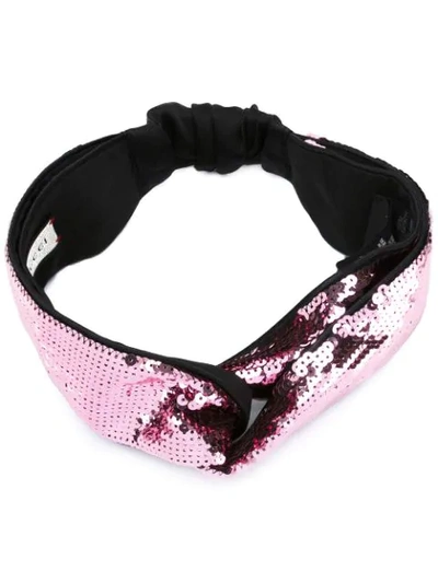 Gucci Twisted Squined Tulle And Silk-satin Headband In Pink