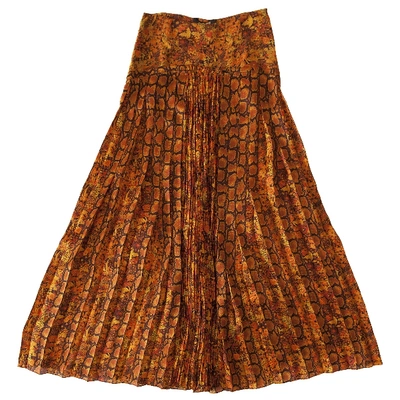 Pre-owned Roberto Cavalli Silk Maxi Skirt In Orange