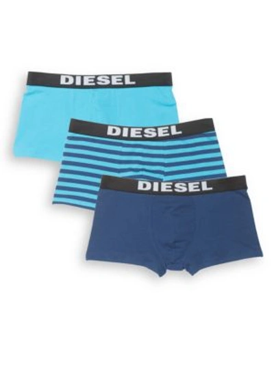 Diesel Umbx Rocco 3-pack Boxer Briefs In Blue