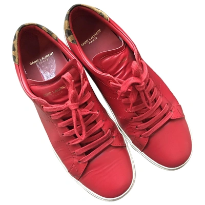 Pre-owned Saint Laurent Court Leather Trainers In Red