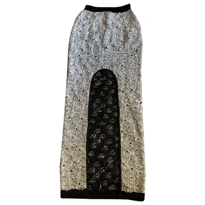 Pre-owned Balmain Glitter Maxi Skirt In Silver