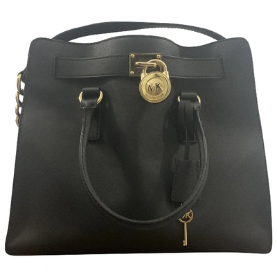 Pre-owned Michael Kors Hamilton Leather Handbag In Black