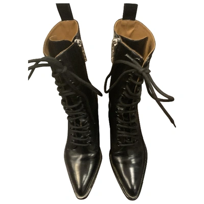 Pre-owned Chloé Rylee Leather Ankle Boots In Black