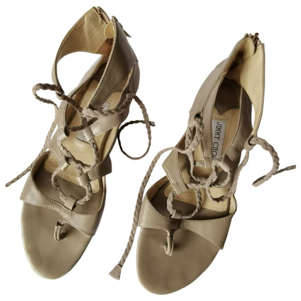 beige leather sandals