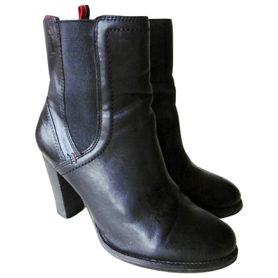 Pre-owned Tommy Hilfiger Leather Ankle Boots In Black