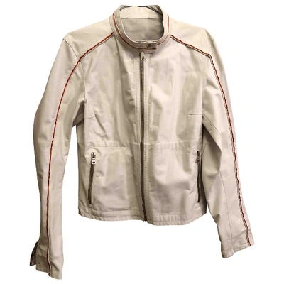 Pre-owned Prada White Leather Leather Jacket