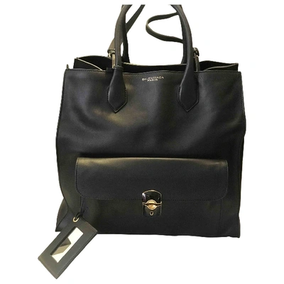 Pre-owned Balenciaga Padlock Leather Handbag In Black