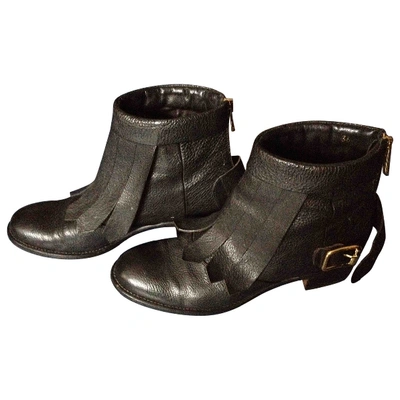 Pre-owned Rupert Sanderson Leather Buckled Boots In Black