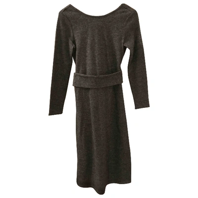 Pre-owned Maje Wool Mid-length Dress In Grey