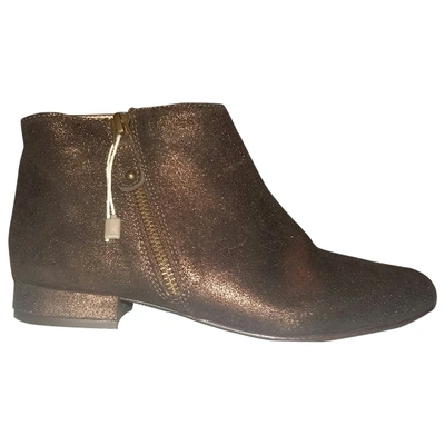 Pre-owned Sessun Leather Ankle Boots In Brown