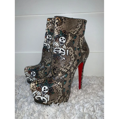Pre-owned Christian Louboutin Multicolour Python Ankle Boots