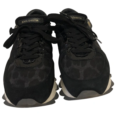 Pre-owned Dolce & Gabbana Cloth Trainers In Black