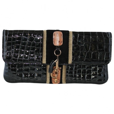 Pre-owned Fay Leather Clutch Bag In Black