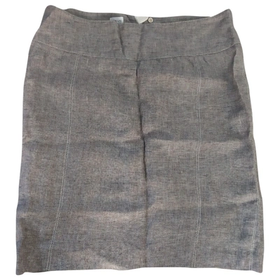 Pre-owned Armani Collezioni Linen Mid-length Skirt In Brown