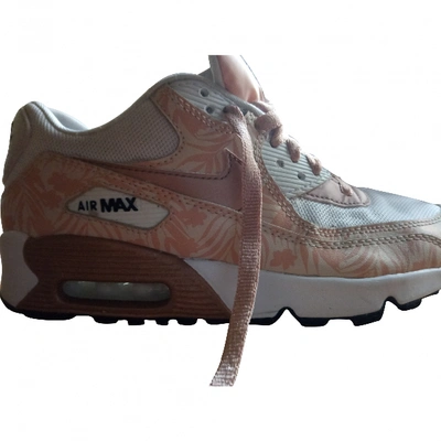 Pre-owned Nike Air Max 90 Leather Trainers In Beige