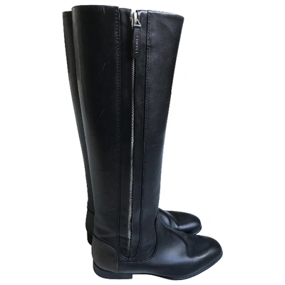 Pre-owned Chanel Leather Riding Boots In Black