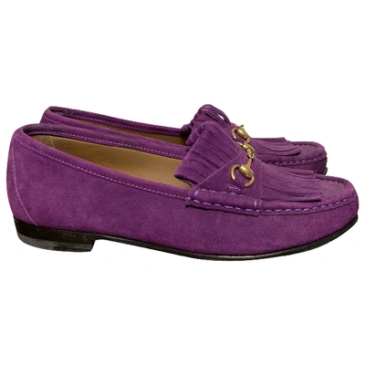 Pre-owned Gucci Brixton Flats In Purple