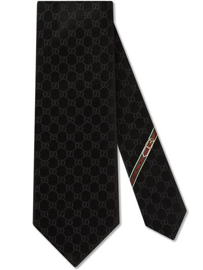 Gucci Gg Pattern Silk Tie In Black