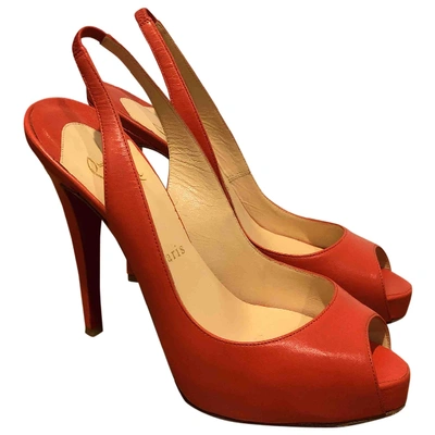 Pre-owned Christian Louboutin Private Number Orange Leather Heels