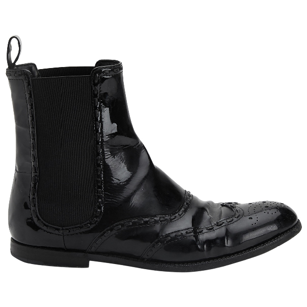 Pre-owned Bottega Veneta Black Patent Leather Boots | ModeSens