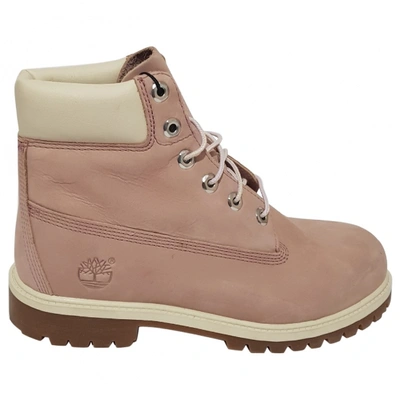 Pre-owned Timberland Leather Snow Boots In Pink