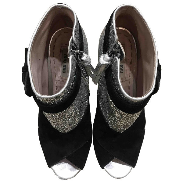 miu miu silver glitter heels