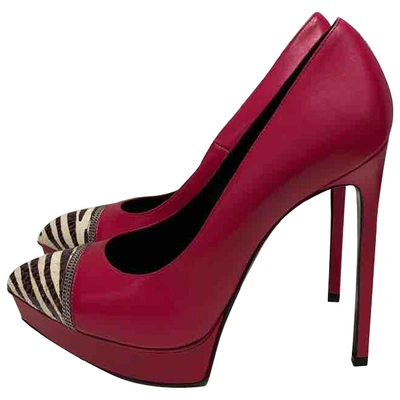 Pre-owned Saint Laurent Janis Pink Leather Heels