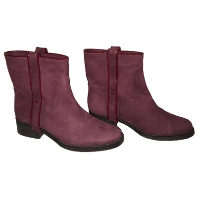 Pre-owned Mellow Yellow Ankle Boots In Burgundy