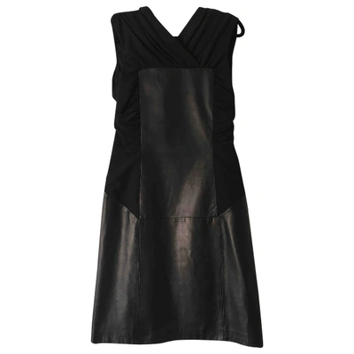 Pre-owned Alberta Ferretti Leather Mini Dress In Black