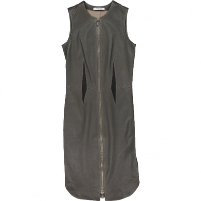Pre-owned Givenchy Leather Mid-length Dress In Grey