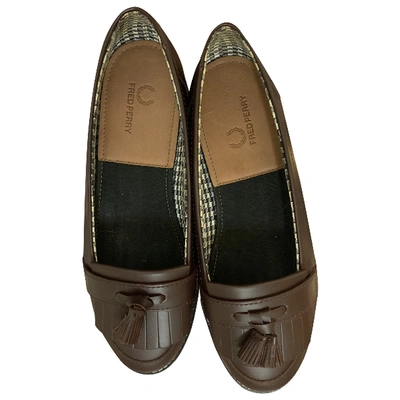 Pre-owned Fred Perry Leather Flats In Brown