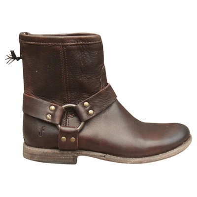 Pre-owned Frye Leather Buckled Boots In Brown