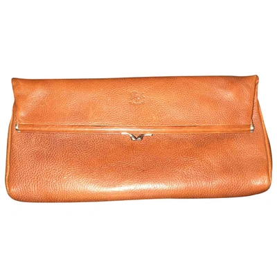 Pre-owned Il Bisonte Leather Clutch Bag In Camel