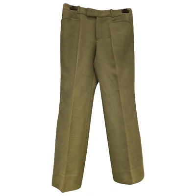 Pre-owned Miu Miu Wool Straight Pants In Green