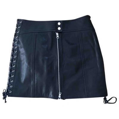Pre-owned Alexander Mcqueen Leather Mini Skirt In Black