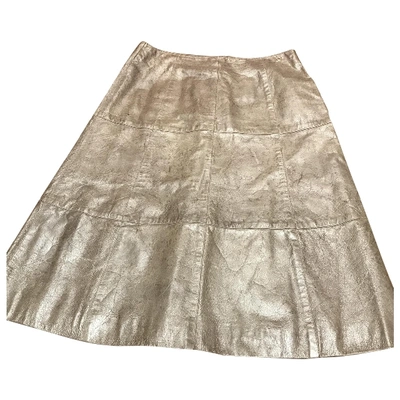 Pre-owned Chanel Leather Mid-length Skirt In Beige
