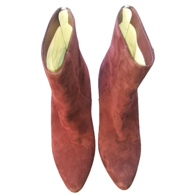 Pre-owned Jimmy Choo Ankle Boots In Burgundy