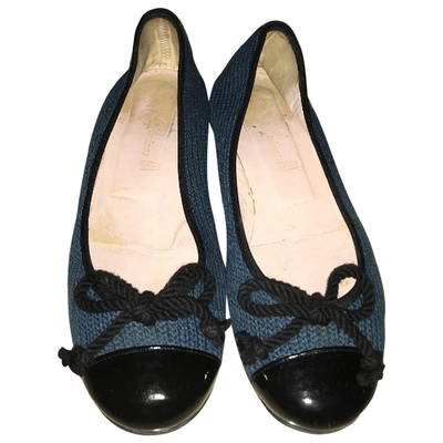 Pre-owned Pretty Ballerinas Blue Tweed Ballet Flats