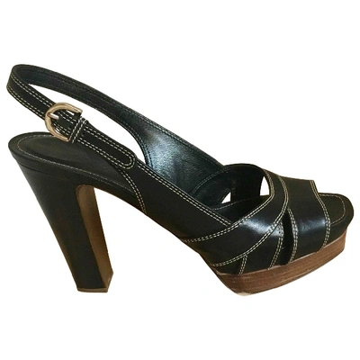 Pre-owned Sergio Rossi Leather Sandals In Black