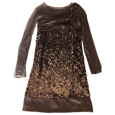 Pre-owned Alberta Ferretti Glitter Mini Dress In Black
