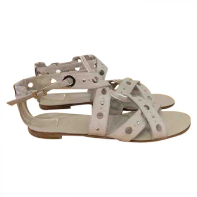 Pre-owned Dior Leather Sandals In Grey