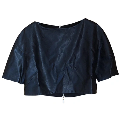 Pre-owned Mangano Leather Top In Black