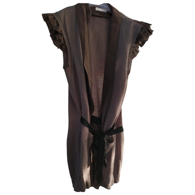 Pre-owned Hoss Intropia Silk Mid-length Dress In Brown